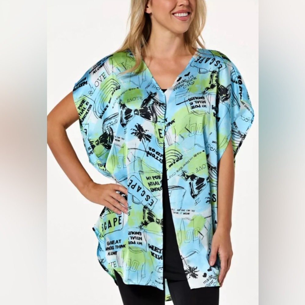 Hue Women’s 2-piece Printed Ruana and Tank
Set Black Size XS
